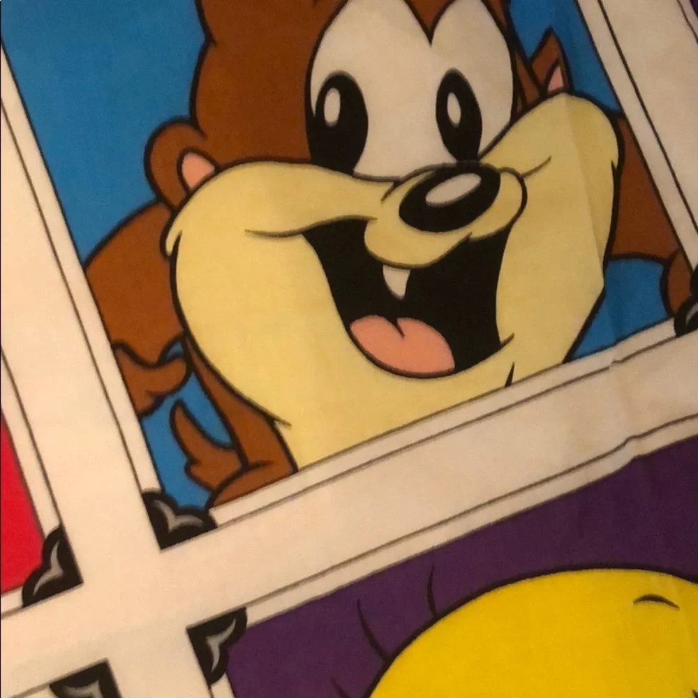 Vintage Warner Bros Looney tunes 3 Piece bedroom curtains Kids 44”W 63in L